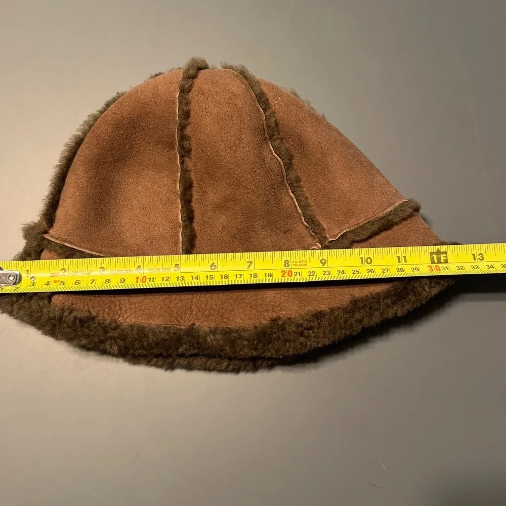 UGG Australia Chestnut Brown Real Shearling Sheepskin Bucket Hat OS